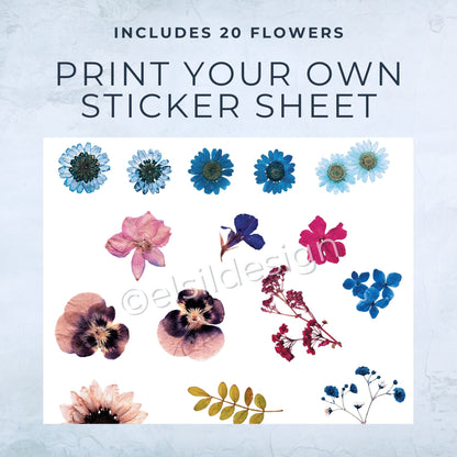 Digital Download - Dried Flowers, Junk Journal Kit - Printable