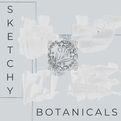 Digital Download - Sketchy Botanicals - Clip Art, Wreaths, Logo Design Elements